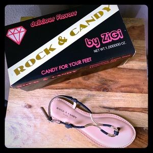 Candy for your feet black and gold sandals